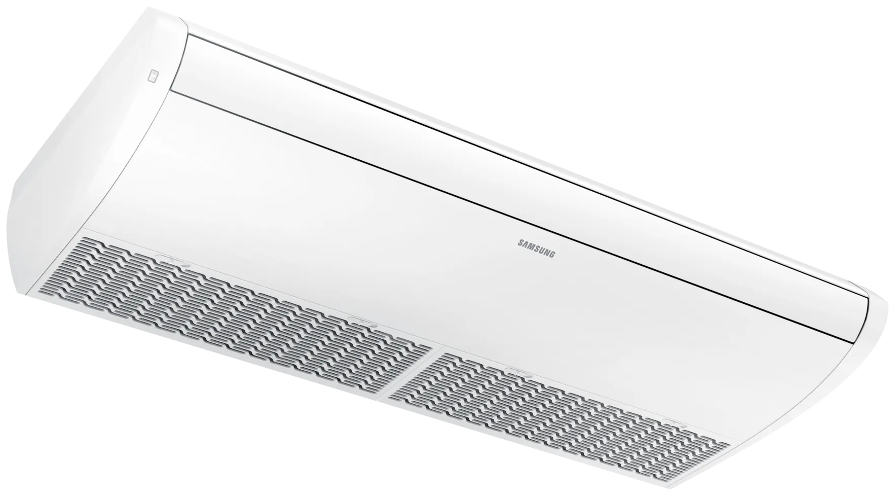 Unidad piso techo Big Ceiling de Samsung AC054TNCDKC/VN: gabinete blanco delgado con la salida de aire al frente